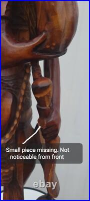 VTG Hand Carved Wooden Folk Art Caribbean Man Very Detailed Sculpture 2-ft. 7-in
