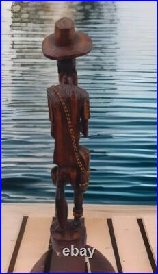 VTG Hand Carved Wooden Folk Art Caribbean Man Very Detailed Sculpture 2-ft. 7-in