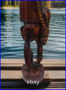 VTG Hand Carved Wooden Folk Art Caribbean Man Very Detailed Sculpture 2-ft. 7-in