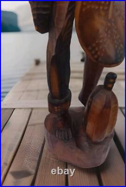 VTG Hand Carved Wooden Folk Art Caribbean Man Very Detailed Sculpture 2-ft. 7-in