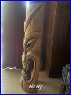 VTG Huge TIKI TRIBAL MASK WOOD FACE WALL HANGING