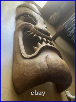 VTG Huge TIKI TRIBAL MASK WOOD FACE WALL HANGING