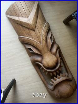VTG Huge TIKI TRIBAL MASK WOOD FACE WALL HANGING