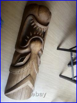VTG Huge TIKI TRIBAL MASK WOOD FACE WALL HANGING