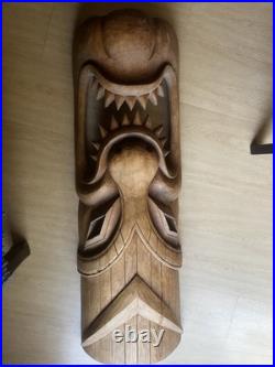 VTG Huge TIKI TRIBAL MASK WOOD FACE WALL HANGING