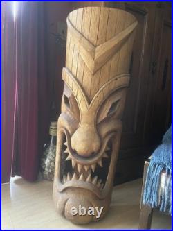 VTG Huge TIKI TRIBAL MASK WOOD FACE WALL HANGING