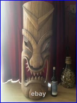 VTG Huge TIKI TRIBAL MASK WOOD FACE WALL HANGING