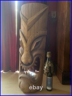 VTG Huge TIKI TRIBAL MASK WOOD FACE WALL HANGING