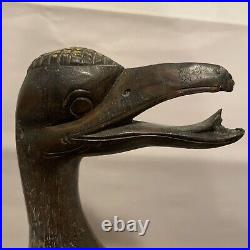 VTG Large Hand Carved Wooden Haron Or Crane Solid Wood Stunning Details 22.5