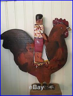 VTG Lorraine Gendron Mardi Gras Wood Folk Art Chicken Louisiana Folk Art 14