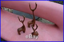 VTG MCM wood sculpture teak reindeer deer Danish modern 50's 60's