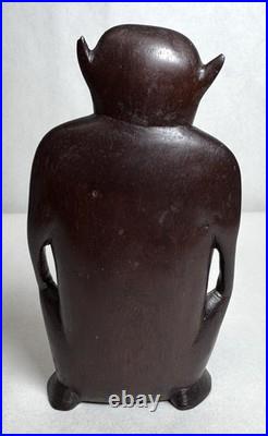 VTG Micronesia Tobi Island Squatting Figure Wood Carving Palau Inlaid Shell Eyes