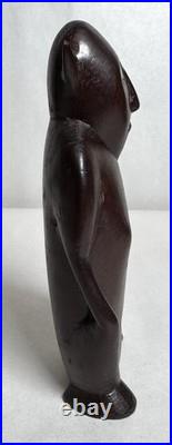 VTG Micronesia Tobi Island Squatting Figure Wood Carving Palau Inlaid Shell Eyes