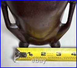VTG Micronesia Tobi Island Squatting Figure Wood Carving Palau Inlaid Shell Eyes