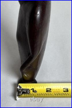 VTG Micronesia Tobi Island Squatting Figure Wood Carving Palau Inlaid Shell Eyes