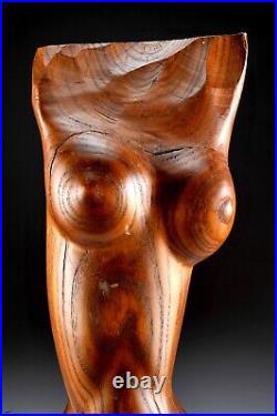 VTG Modernist Sculpture Mid Century Wood Carved figure Art Female abstract 21
