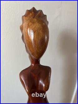 VTG Modernist Sculpture Mid Century Wood Carved figure Art Female abstract 22.5