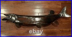 VTG Muskie Wood Carving Folk Art Wall Mount Life Size Yukon Driftwood OOAK 1986
