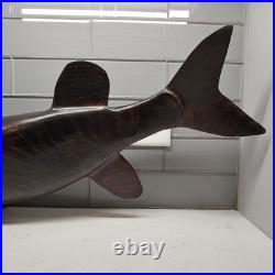 VTG Muskie Wood Carving Folk Art Wall Mount Life Size Yukon Driftwood OOAK 1986