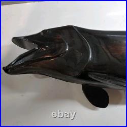 VTG Muskie Wood Carving Folk Art Wall Mount Life Size Yukon Driftwood OOAK 1986 VTG Muskie Wood Carving Folk Art Wall Mount Life Size Yukon Driftwood OOAK 1986