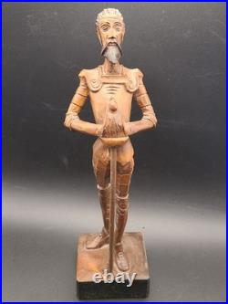 VTG Ouro Artesania No. 1021-A Hand-Carved Wood Don Quixote Figurine Spain RARE