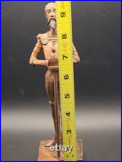 VTG Ouro Artesania No. 1021-A Hand-Carved Wood Don Quixote Figurine Spain RARE