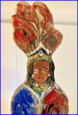 VTG RARE OOAK Carved Wood Lorraine Gendron Louisiana Native American Sculpture