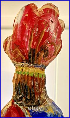 VTG RARE OOAK Carved Wood Lorraine Gendron Louisiana Native American Sculpture
