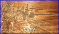VTG RUSTIC KOTKA FINLAND CARVED WOODWALL ART CABIN withBOAT ON BEACH M Kuparinen