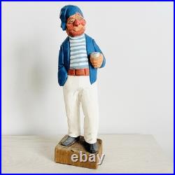 VTG Signed 12 Armand Lamontagne Hand carved Wooden Sailor Sculpture