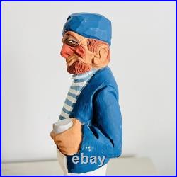 VTG Signed 12 Armand Lamontagne Hand carved Wooden Sailor Sculpture