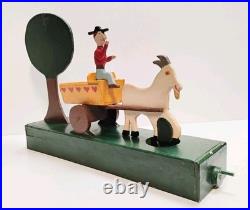 VTG Signed Hand Made Wooden Automata Folk Art Carriage Toy Sculpture 20
