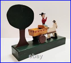 VTG Signed Hand Made Wooden Automata Folk Art Carriage Toy Sculpture 20
