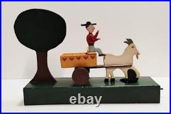 VTG Signed Hand Made Wooden Automata Folk Art Carriage Toy Sculpture 20