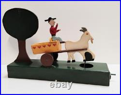 VTG Signed Hand Made Wooden Automata Folk Art Carriage Toy Sculpture 20