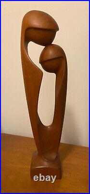 VTG Simon Randers Mobelfabrik Denmark Danish teak wood mother & child sculpture