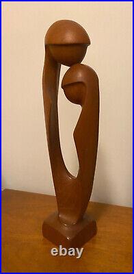 VTG Simon Randers Mobelfabrik Denmark Danish teak wood mother & child sculpture