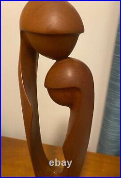 VTG Simon Randers Mobelfabrik Denmark Danish teak wood mother & child sculpture