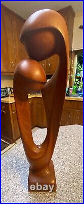 VTG Simon Randers Mobelfabrik Denmark Danish teak wood mother & child sculpture