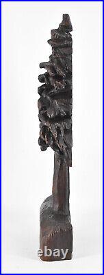 VTG Tall Cryptomeria Carved Wood 2 Pine Trees on Base Sculpture Rustic Décor 23