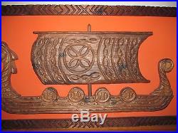 VTG Witco Mid Century Modern VIKING SHIP WOOD SCULPTURE Picture Wall Hanging