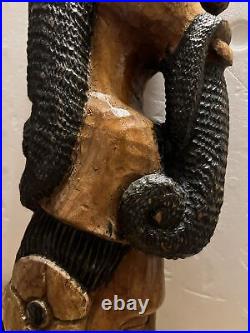 VTG Wood Carving Statue Rastafarian 21 Man Woman African Jamaican Plaque Mask