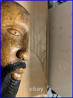 VTG Wood Carving Statue Rastafarian 21 Man Woman African Jamaican Plaque Mask