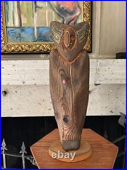 VTG Wood Sculpture Signed by Roberto Macias RARE Large COA Tribal Folk Art