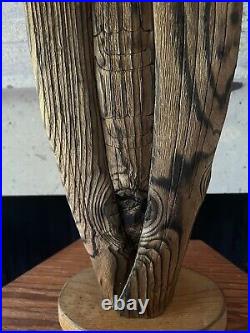 VTG Wood Sculpture Signed by Roberto Macias RARE Large COA Tribal Folk Art