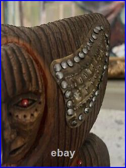 VTG Wood Sculpture Signed by Roberto Macias RARE Large COA Tribal Folk Art