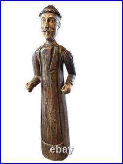 VTG folk wood carved man. Signed By Acclaimed Artist & Woodcarver Bill G. Brady