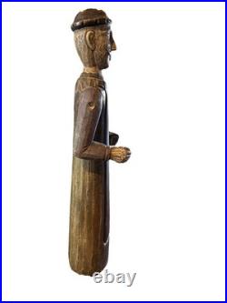 VTG folk wood carved man. Signed By Acclaimed Artist & Woodcarver Bill G. Brady