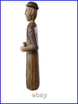 VTG folk wood carved man. Signed By Acclaimed Artist & Woodcarver Bill G. Brady