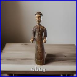 VTG folk wood carved man. Signed By Acclaimed Artist & Woodcarver Bill G. Brady